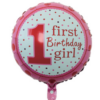 BL214 Balon Folie First Birthday Girl 45 cm.