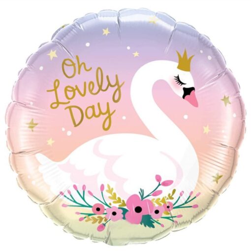 BL276 Balon Folie Rotund Cu Imprimeu Lebada