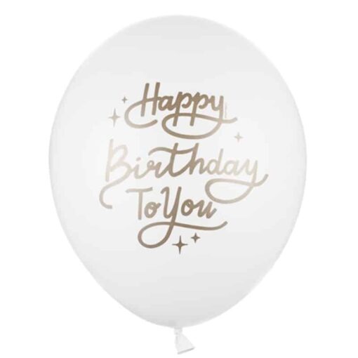 BLS143 Set 5 Baloane Albe Happy Birthday To You
