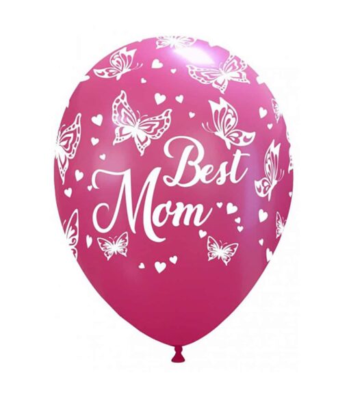 BLS49 Set 10 Baloane Best Mom Cu Fluturasi - imagine 2