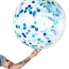 BM3 Balon Jumbo 91 cm Confetii Albastru Silver Albe - imagine 2