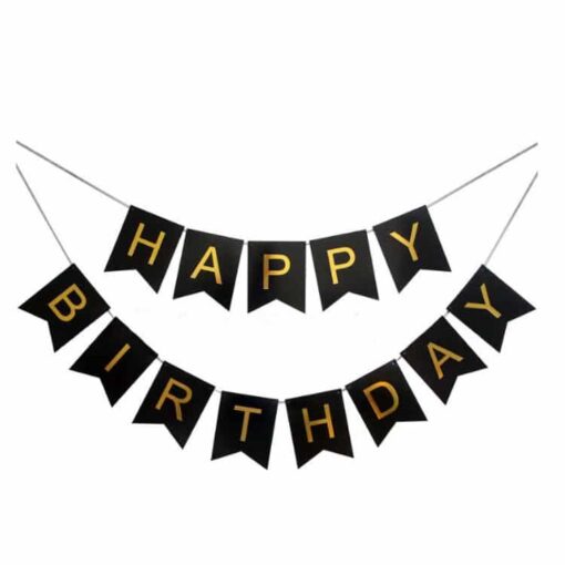 BNR1 Banner Happy Birthday Negru - imagine 2