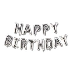 HB12 Set Litere Argintii Happy Birthday
