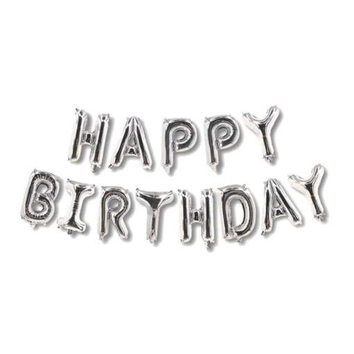HB12 Set Litere Argintii Happy Birthday