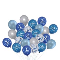 SET228 Set 24 Baloane Cifra 1 Albastru & Confetti Albastru