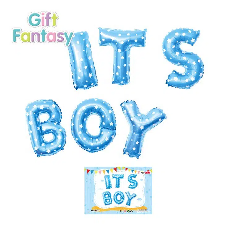 SET231 Set Baloane Litere IT'S BOY Imprimeu Stelute