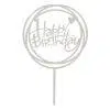 Decoratiune Tort Happy Birthday Argintie