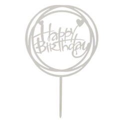 Decoratiune Tort Happy Birthday Argintie