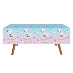 Fata De Masa Cu Lebede Si Flori pentru ziua de nastere