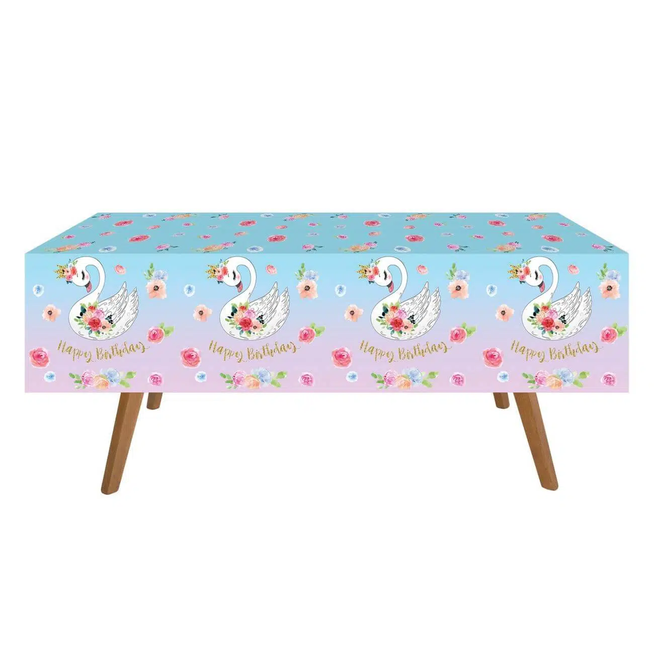 Fata De Masa Cu Lebede Si Flori pentru ziua de nastere