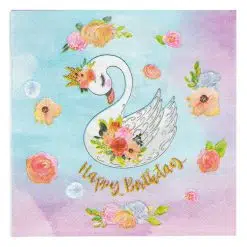 Set 12 Servetele Petrecere Cu Lebede Si Flori pentru ziua de nastere