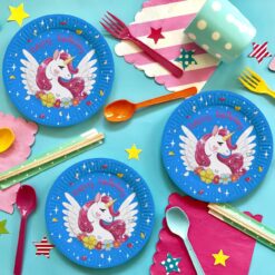 Set 10 Farfurii Zi De Nastere Cu Unicorn