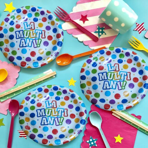 FRF23 Set 10 Farfurii Multicolore La Multi Ani