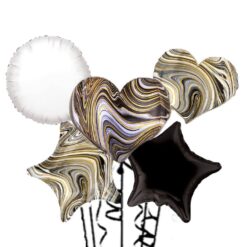 Set 5 Baloane Folie Premium Marble Gold Black Party