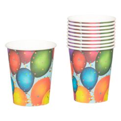 Set 10 Pahare Cu Baloane Multicolore