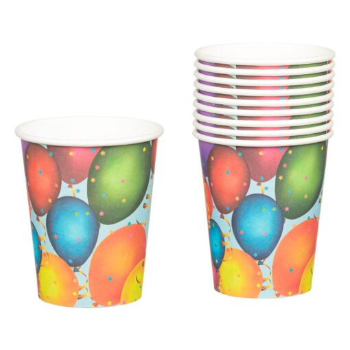 Set 10 Pahare Cu Baloane Multicolore