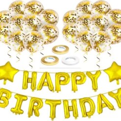 Set Baloane Petrecere Zi De Nastere Confetti Gold