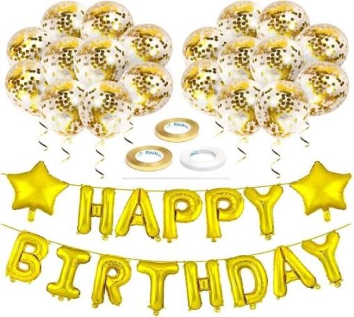 Set Baloane Petrecere Zi De Nastere Confetti Gold