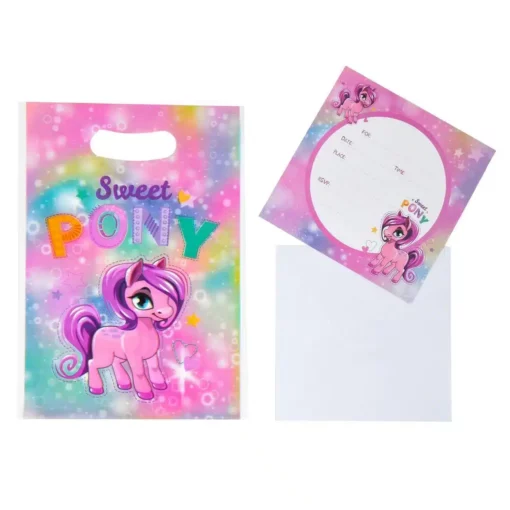 Set 10 Invitatii Si Pungi Cadouri Sweet Pony