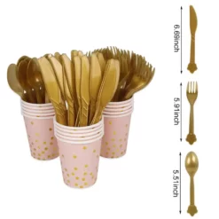 Decor Pentru Masa Petrecere 168 Piese Roz Gold