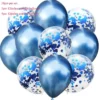Set 10 Baloane Albastru Chrome Confetti