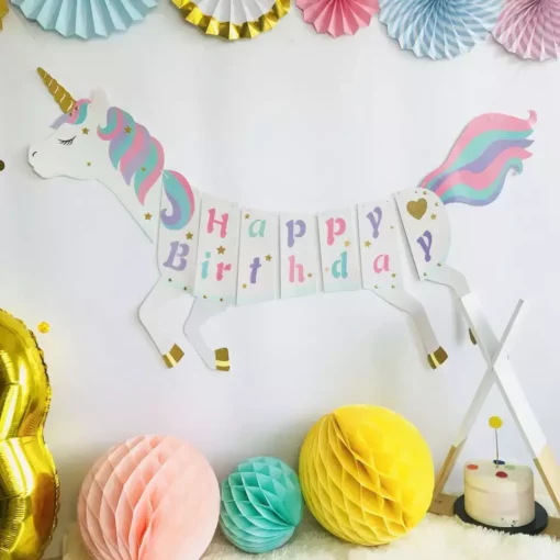 Banner Happy Birthday Magical Unicorn