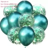 BLS168-12 Set 10 Baloane Verde Chrome Confetti