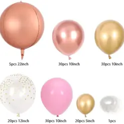 Arcada Baloane Aniversare Rose Gold 135 Piese