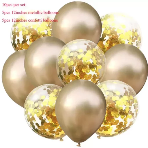 Set 10 Baloane Gold Chrome Confetti