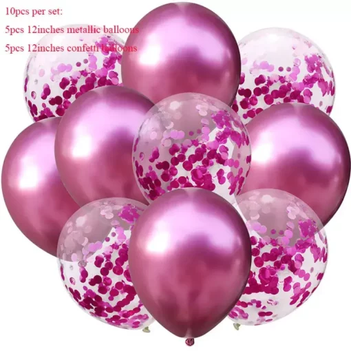 Set 10 Baloane Roz Chrome Confetti
