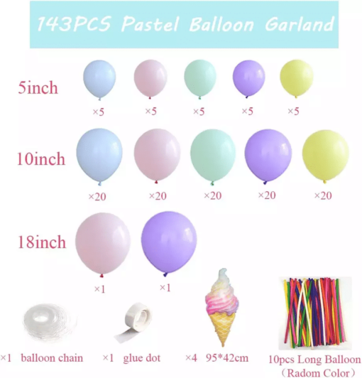 ARC73 Arcada Baloane Macaron Multicolore 141 Piese - imagine 5