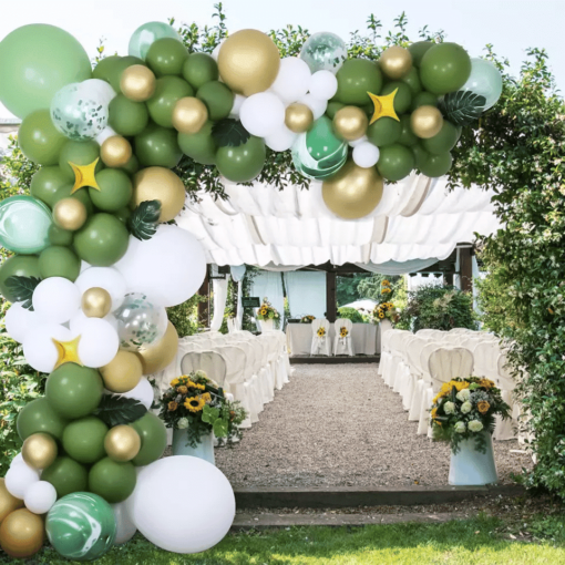 ARC32 Arcada Baloane Aniversare Verde Gold 79 Piese - imagine 2