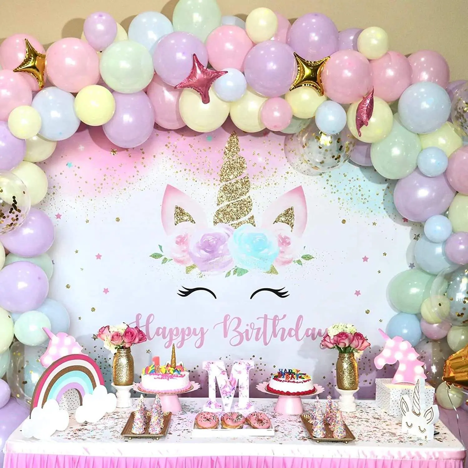 ARC38 Arcada Baloane Culori Pastelate Si Stelute 148 Piese - imagine 2