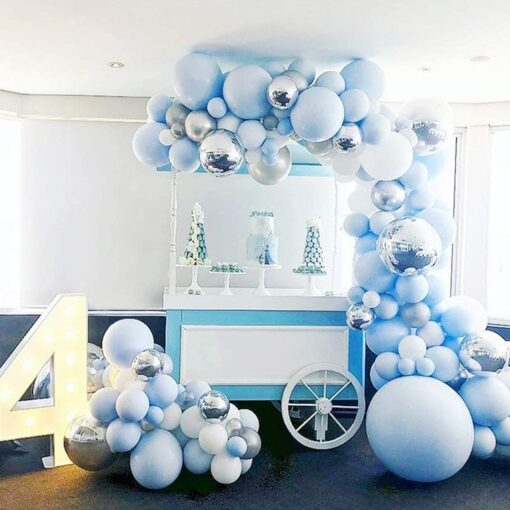 ARC54 Arcada Baloane Botez Albastru Argintiu Alb 139 buc - imagine 3