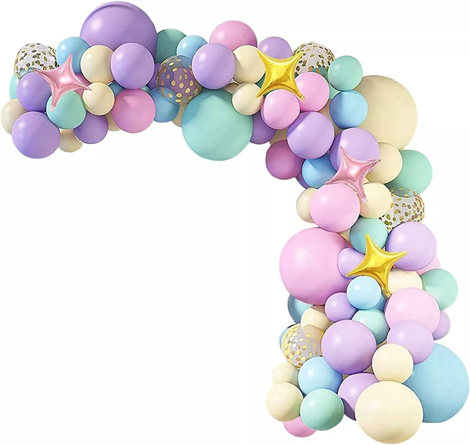 ARC38 Arcada Baloane Culori Pastelate Si Stelute 148 Piese - imagine 4