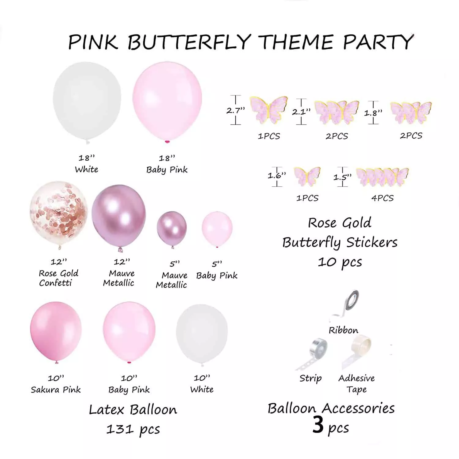 ARC33 Arcada Baloane Botez Sau Aniversare Fetita 131 Piese - imagine 6