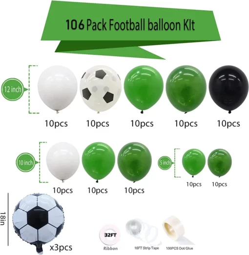 ARC112 Arcada Baloane Aniversare Tematica Fotbal 106 Piese - imagine 5