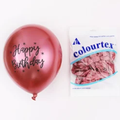 BLS184-5 Set 10 Baloane Roz Chrome Happy Birthday