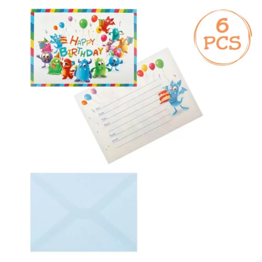 Set 20 Invitatii Petrecere Si Pliculete Monsters