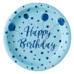 Set 6 Farfurii Petrecere Happy Birthday Albastre 23 cm