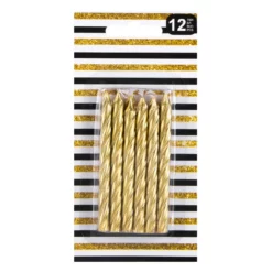 Set 12 Lumanari Spirale Aniversare Gold