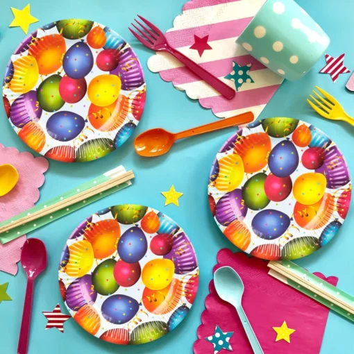 Set 10 Farfurii Petrecere Baloane Multicolore 18 cm