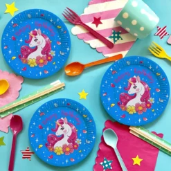 Set 10 Farfurii Petrecere Magical Unicorn 18 cm