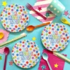 Set 10 Farfurii Multicolore La Multi Ani 23 cm