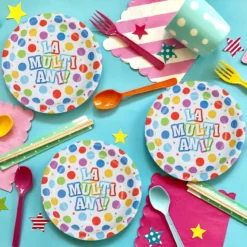 Set 10 Farfurii Multicolore La Multi Ani 23 cm