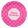 Set 10 Farfurii Petrecere Roz Cu Buline 18 cm