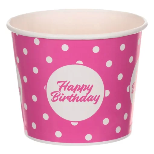 Bucket Pentru Snackuri Petrecere Roz Cu Buline