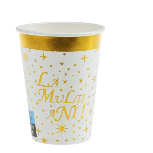 Set 6 Pahare Gold Alb Elegante La Multi Ani