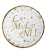 Set 6 Farfurii Elegante Gold Alb La Multi Ani 23 cm