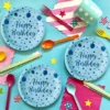 Set 6 Farfurii Petrecere Happy Birthday Albastre 23 cm